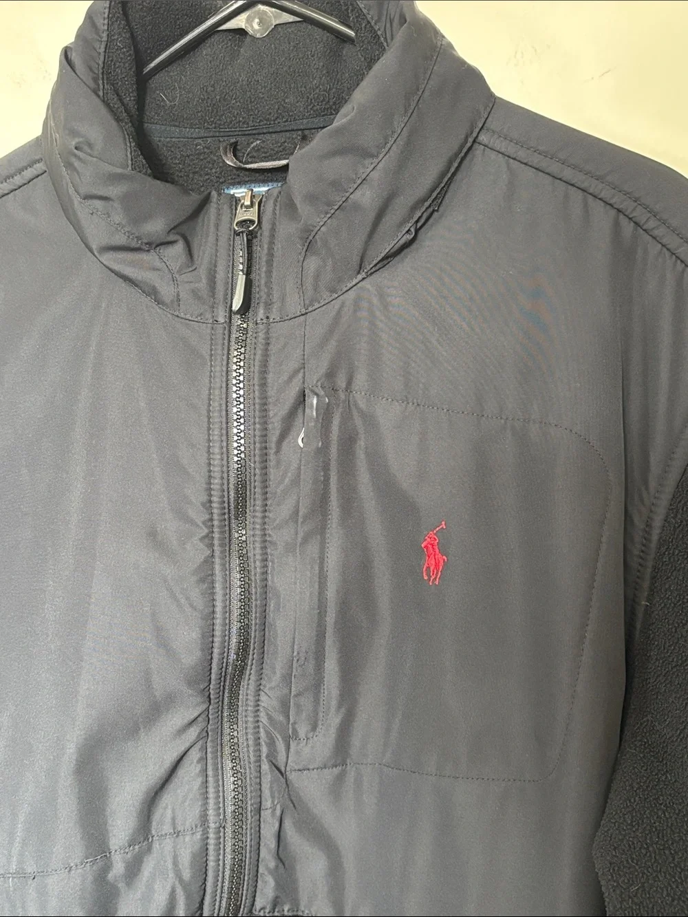 Polo by Ralph Lauren Men’s Black Fleece Jacket with Red Polo Logo Size XXL